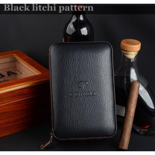 2020 Cohiba Leather Cigar Case Portable humidor Cedar Wood Travel Humidor Humidifier Cuban (lighter cutter send separetly)