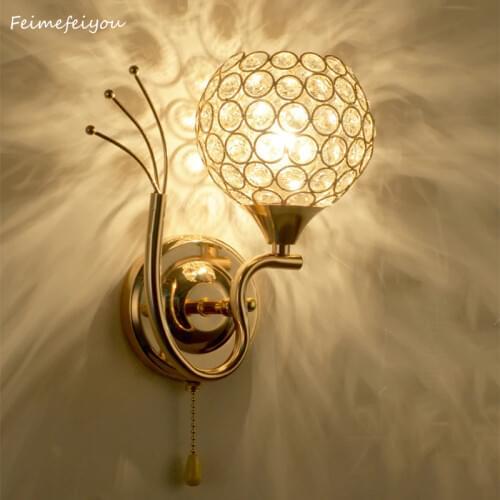 2021 Modern minimalist LED wall lamp bedroom warm bedside lamp balcony aisle double head crystal creative living room wall lamp