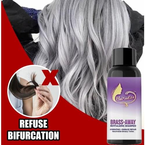 30ml Gray Hair Dye Unisex Brass-Corrector Violet Shampoo Natural Hair Color Bleached And Made Gray After Dyeing Hair Care