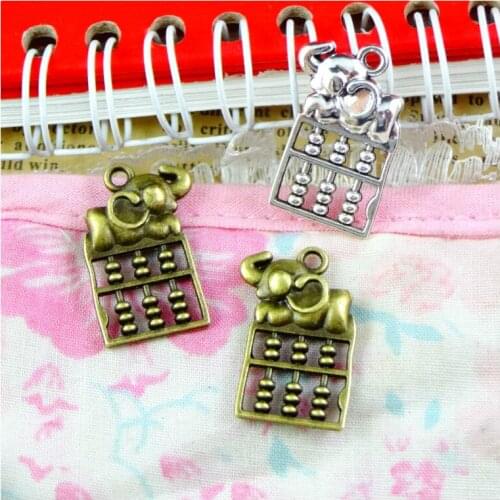 30pcs 24.1*15.5MM Two Color Metal Zinc Alloy Elephant Abacus Charms Fit Jewelry Animal Pendant Charms Makings