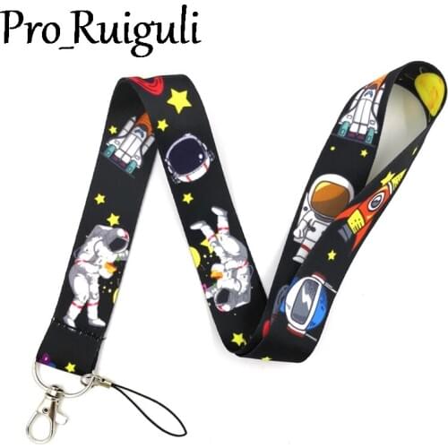 30pcs Universe Moon Astronaut Lanyard Badge ID Lanyards/ Mobile Phone Rope Key Lanyard Neck Straps Accessories couple decoration