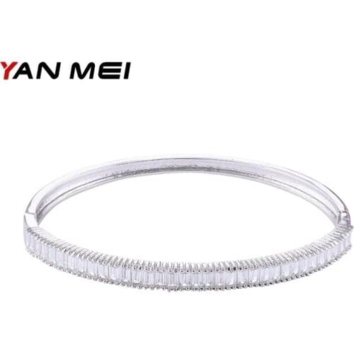 YANMEI CZ Crystal Bracelets Zircon Bracelet Bangle Chains Copper Material Strand Pulsera For Women Female Jewelry YMS0738