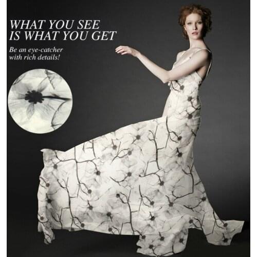 CNUM SC060 100% Natural Silk Chiffon/Brilliant Flowers/Silk Fabric Quality Anti-UV/Width 1.48yd Thickness 8mm