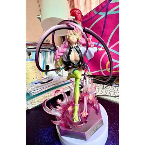 Anime Demon Slayer Kanroji Mitsuri Action Figure Kimetsu No Yaiba Standing Position Battle Scene Sexy Girl Figure Decoration Toy
