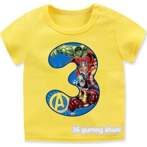 Boys T-Shirt Happy Birthday Number 3-8th Cartoon T Shirt For Girls/Boys T Shirt Kids Clothes Graphic Summer Tops Wholesale