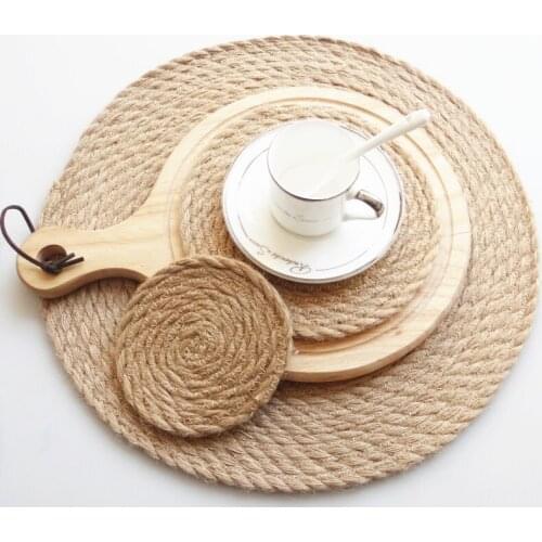Hot Selling Linen Woven Round Thickened Household Dining Table Anti Scalding Insulation Pad Cup Pad Plate Pad Pot Pad Meal Pad