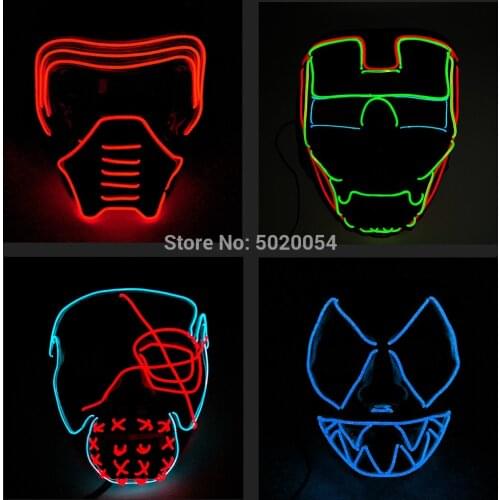 GZYUCHAO EL Dance Dj Flashing EL Mask Cosplay Luminous Led Mask For Masque Party Night Club Halloween