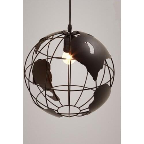 American Country Restaurant Chandeliers Creative Bar Cafe Globe Decoration Light Wrought Iron Round Lamp Free Shipping