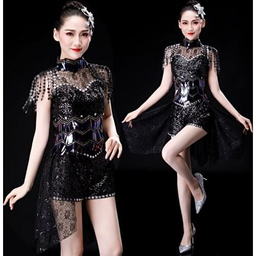 New Women Fashion Modern Jazz Latin Dance Performance Costume Ds Sequin Sexy Nightclub Party Dance Costume Female Adult Suit 5XL