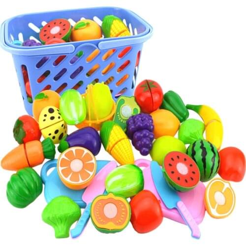 Kitchen Pretend Role Play Toy Fruits Vegetables Food Cutting Set for Kids 3