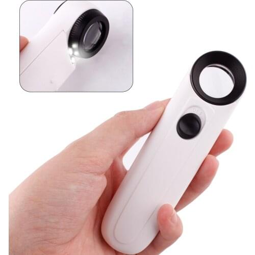 LUXIANZI 40X Handheld Magnifying Glasses With LED HD Jeweler Illuminated Magnifier For Read Electronic Repair Loupe Tool