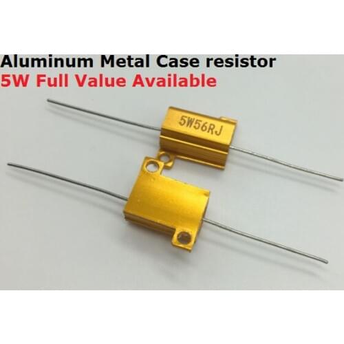 5PCS RX24-5W-1KJ 2KJ 3KJ 4.7KJ 5KRJ 5% Golden Aluminum Metal Case resistor 1K 2K 3K 4.7K 5K Wirewound High Power metal shell