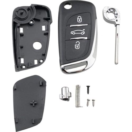 3 Buttons CE0523 Modified Flip Folding Car Key Shell Auto Case Replacement with HU83 Blade Fit for Peugeot 306 / 407 / 807