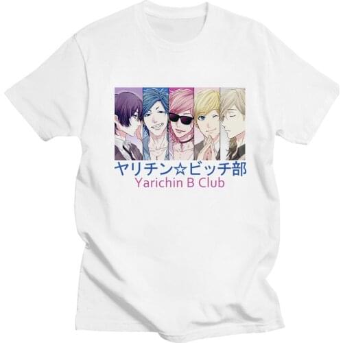 Fashion O-Neck Tops Casual Loose Yarichin B Club Anime Shirt Man and Woman White T-Shirt