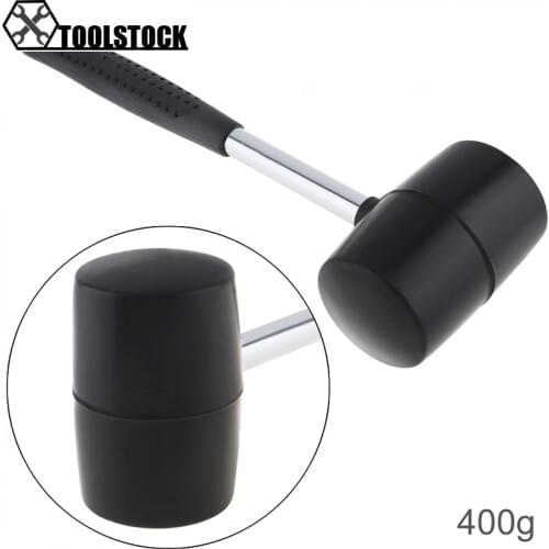 Hammer 400g Non-elastic Black Rubber Hammer Tile hammer with Round Head and Non-slip Handle DIY Hand Tool Hammer