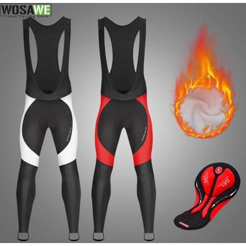 Mens Cycling Bib Pants With 5D Gel Padded Winter Thermal Fleece Warm Mountain Bike Pants Bicycle Tights Trousers Shorts