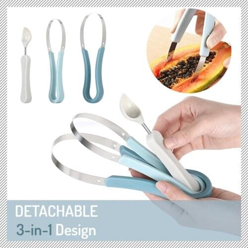 Stainless Steel 3in1 Dual head Fruit Ball Carving Fruit Waterlemon Baller Scoop Melon Digger Kitchen Fruit Tools