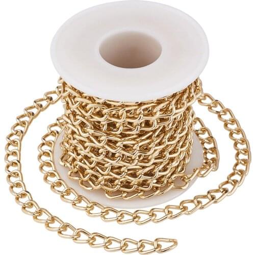 5m/Set Unwelded Aluminium Twisted Curb Chains with Spool Fit Bracelet Necklace Making for DIY Jewelry Making Golden/Silver Color