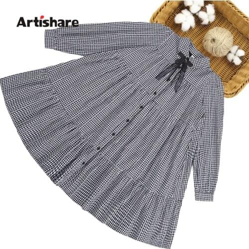 Dress For Girls Plaid Pattern Dresses For Girl Casual Style Dress Kids Spring Autumn Costume Girl 6 8 10 12 14