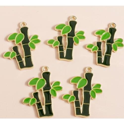 10pcs 22*27mm Fresh Gold Color Plant Bamboo Charms for Necklaces Earrings Jewelry Making Pendants DIY Accessories