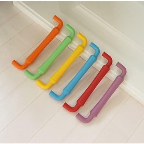 5" Colorful Door Pull Handles Zinc Alloy Drawer Pulls Red Yellow Blue Green Orange Purple Kitchen Cabinet Handle Hardware 128mm