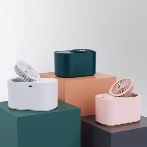 With humidifier, mini fan spray cooling, mini portable fan office, household charging two in one fan, three block wind