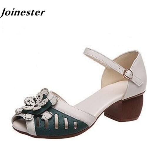 Open Toe Buckle Strap Women Sandals Ladies Office Pumps Retro Shoes sandalias Female Cover Heel Dress Shoe sapatos femininos