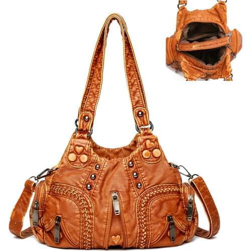 New Multi Pocket Luxury Soft sheepskin Shoulder Bags for Women Large Capacity Shopping Crossbody Hobo Bags European Tote Handbag