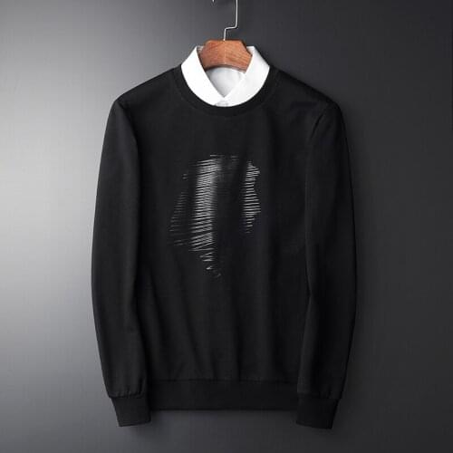 21C Spring And Autumn Casual Mens Fleece Sweatshirts Hight Quality Slim Chest Printed Black Mens Hoodies Plus Size M-4XL