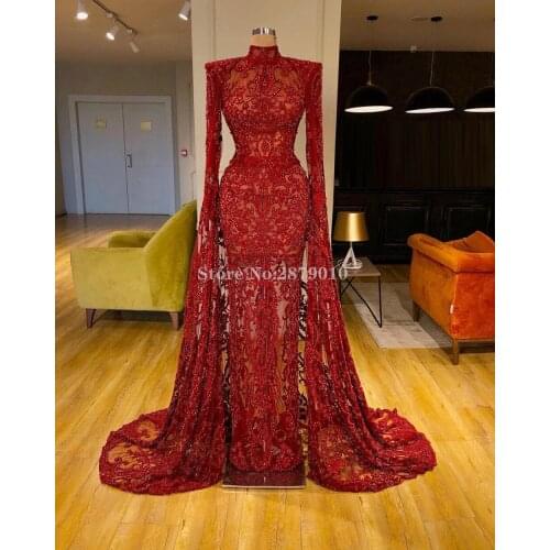 Turkish Sparkle Evening Dress Sheath Celebrity Dress Floor-length Beaded Prom Dress Robe De Soiree Aibye Vestido de festa Dubai