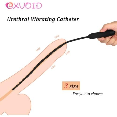 EXVOID Sex Shop Silicone Bullet Vibrator Male Penis Insertion Urethral Vibrator Catheter Dilatator Penis Plug Sex Toys For Men