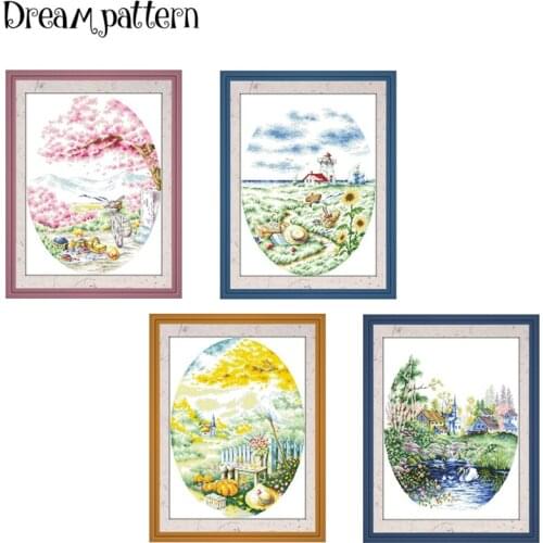 Spring picnic cross stitch package flowers 18ct 14ct 11ct cloth cotton thread embroidery DIY handmade needlework
