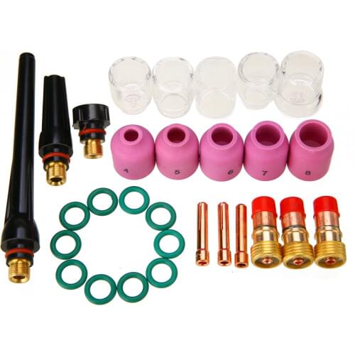31pcs High Quality TIG Gas Len Welding Torch Tools Accessories 6#~12# Glass Cup + O-ring Kit for WP-17/18/26 Welder Torch