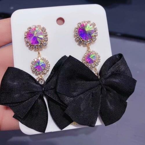 Luxury Korean Heart Crystal Drop Earrings For Women Girls Rhinestone Tassel Boucle D'Oreille Party Jewelry