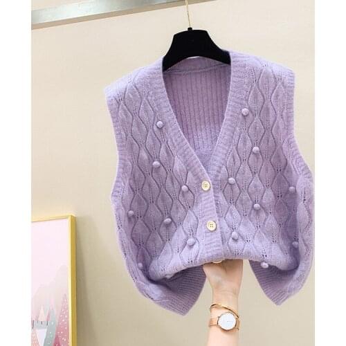 2021 New Knit Vest Sweater Spring And Autumn Button-down Cardigan For Woman Knitting Sleeveless Jumper Pullover Womens Toppies