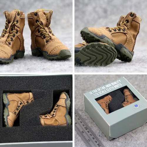 1 Pair 1/6 Scale Cloth Boots USMC Combat Boots Seal Shoes with Box for 1/6 Soldier Dolls Accessories Toys for children
