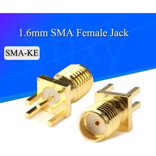 10PCS 1.6mm SMA Female Jack Solder Nut Edge PCB Clip Straight Mount Gold Plated RF Connector Receptacle Solder