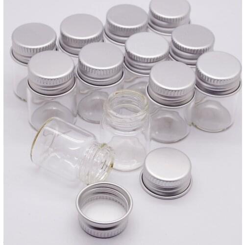 12pcs 5ml Vials Clear Glass Bottles Glass Bottle with Aluminum Screw Top Strong Cute Empty Sample Jars For Message Jewelry