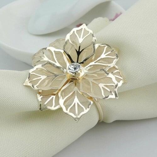 12Pcs/Set Floral Metal Napkin Rings Home Kitchen Supplies Dinner Wedding Towel Napkin Ring Set For Party Table Decor