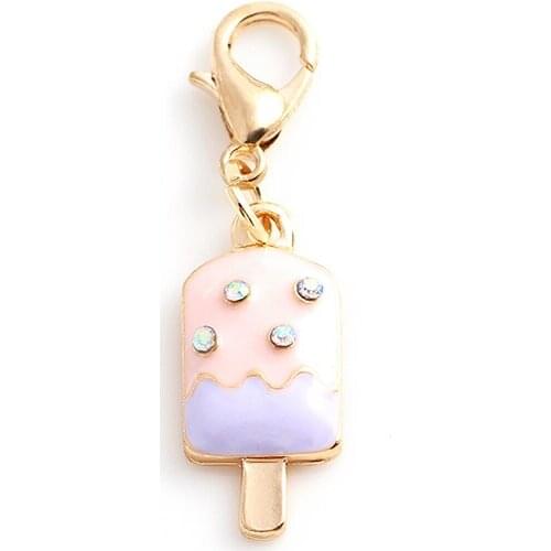 New Items 20pcs/lot Ice Cream Dangle Charm With Lobster Clasp Fit Handmade Memory Locket Free Shipping CM506