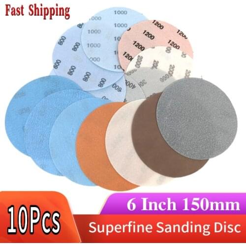 6 Inch Sanding Disc Superfine Film Soft Waterproof Sandpaper 600- 5000 Grits for Wet & Dry Automotive Paint Sanding Finishing