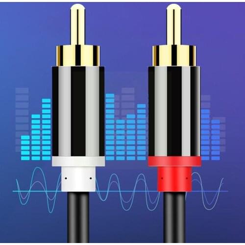 Audio Cable 2RCA To 2RCA Lotus Cable AVAudio Cable Speakers Etc Player Power Alloy Four-head For CD Aluminum Rca Amplifie D1J5