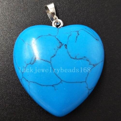 Free Shipping Beautiful jewelry Blue Howlite Heart Women Men Pendant Bead PC5710