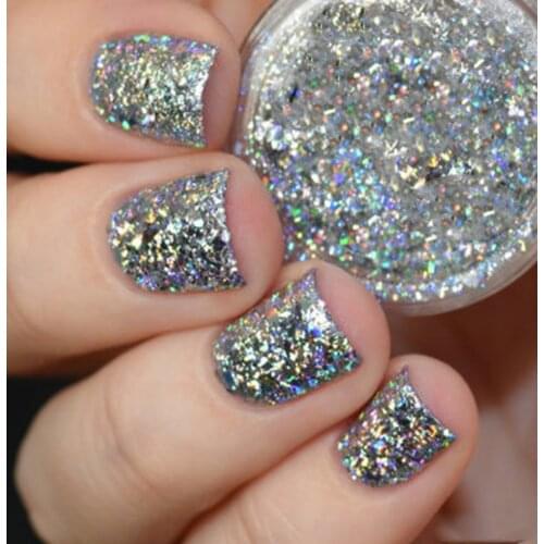 Best Price 0.2g/box holographic pigment,holograph GALAXY Holo silver Pigment FLAKES Unicorn silber laser chrome Rainbow Mirror