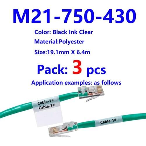 3PK BMP21 plus M21-750-430 label maker Polyester ribbon black on clear machine write Labeller manual for BMP21 plus BMP21-LAB