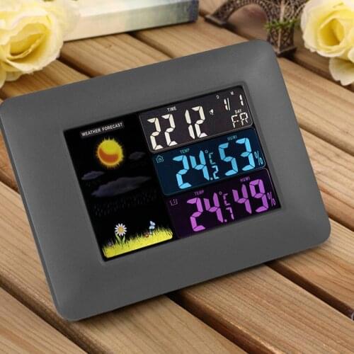 Weather Clock Color Screen New Digital Display Thermometer humidity clock Colorful LCD Alarm Calendar Weather Pop Black