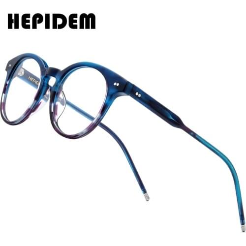 HEPIDEM Acetate Optical Glasses Frame Women 2020 New Vintage Round Eyeglasses Men Myopia Prescription Spectacles Eyewear 9127