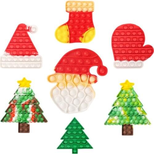 Fidget Toys Press the Bubble to Decompress Educational Toys Christmas Tree Hat Glove Socks Santa Claus Gifts For Friend Children
