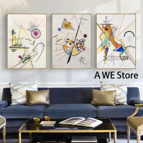 Famous Wassily Kandinsky Canvas Posters and Prints Vintage Abstract Geometric Artwork Oil Paintings Wall Art Bedroom Home Decor