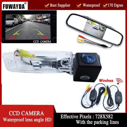 FUWAYDA Wireless Color CCD Car Rear View backup waterproof Camera for KIA SPORTAGE R 2010-2014 4.3 Inch Rear view Mirror Monitor